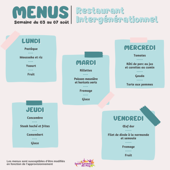 menus scolaires semaine du 03 au aout